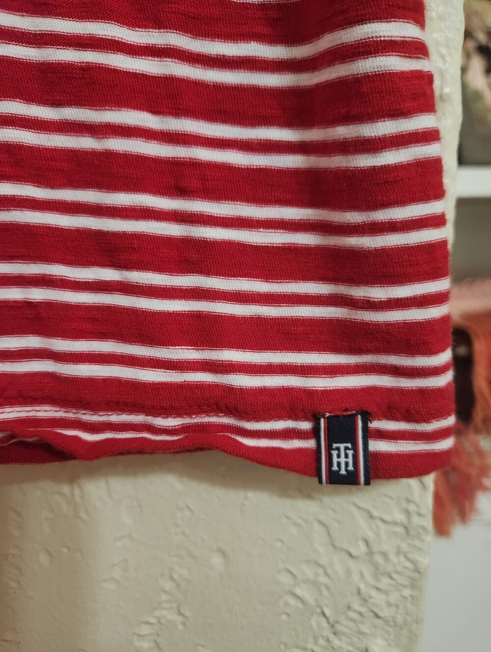 Tommy Hilfigar Red and White Striped Short Sleeve Tee Size Meduim - Picture 4 of 7